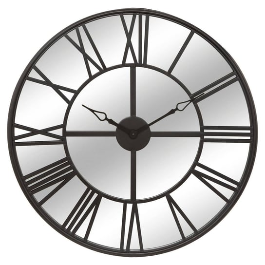 Zegar na ścianę w salonie, industrialna tarcza, szkło i metal, Ø 70 cm Atmosphera