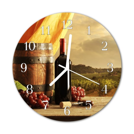 Zegar na szkle na ścianę Okrągły Beczka na wino Tulup