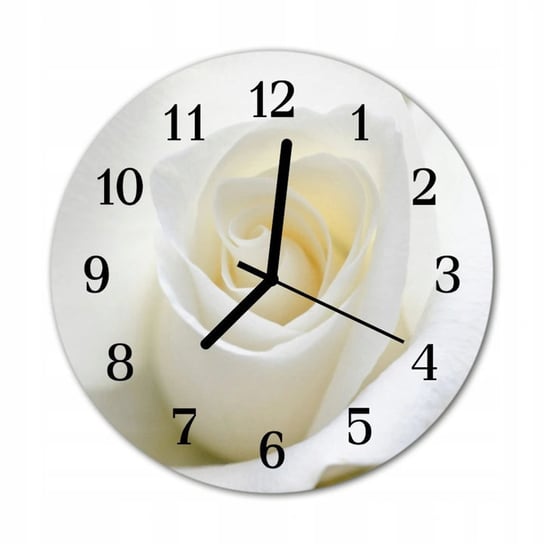 Zegar na szkle na ścianę Okrągły Biała róża Kwiaty Inna marka