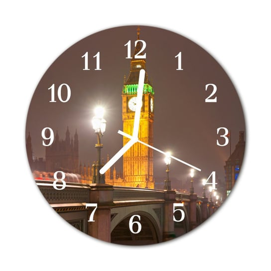 Zegar na szkle na ścianę Okrągły Big ben Miasto Tulup
