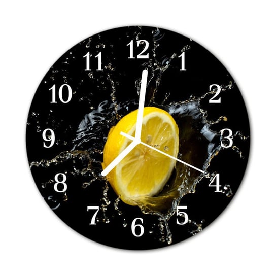 Zegar na szkle na ścianę Okrągły Cytryna Owoc Tulup