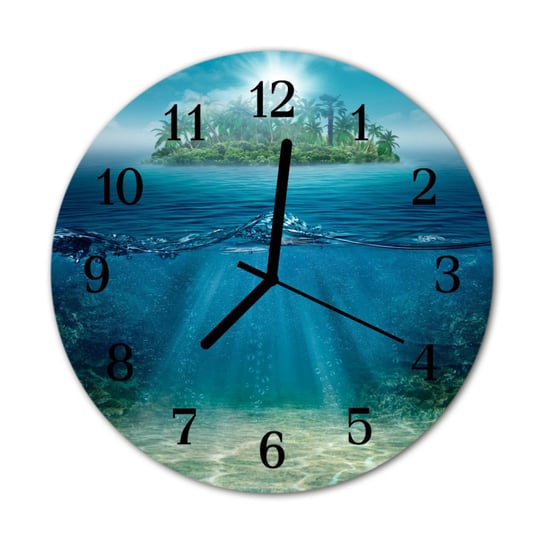 Zegar na szkle na ścianę Okrągły Dno morskie Morze Tulup