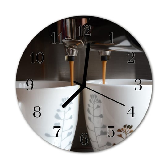 Zegar na szkle na ścianę Okrągły Ekspres do kawy Tulup