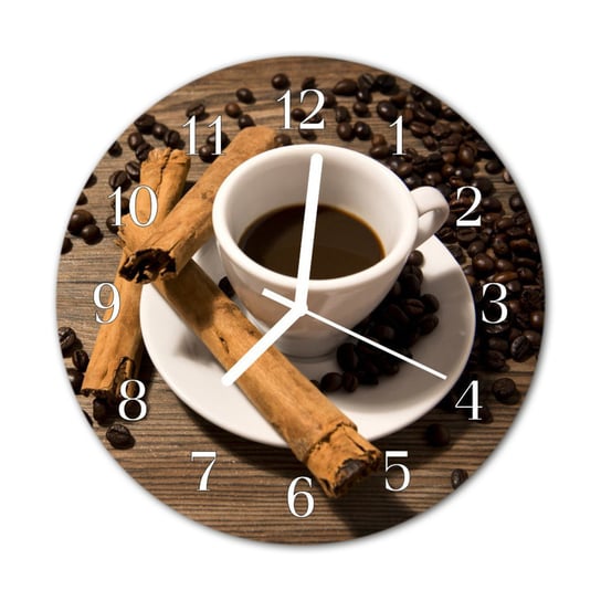 Zegar na szkle na ścianę Okrągły Kawa cynamonowa Tulup