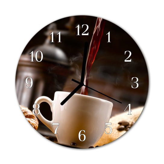 Zegar na szkle na ścianę Okrągły Kawa Filiżanka Tulup