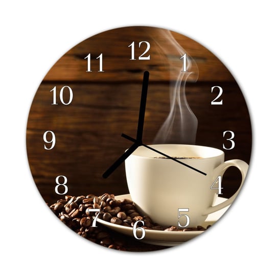 Zegar na szkle na ścianę Okrągły Kawa Kuchenny Tulup