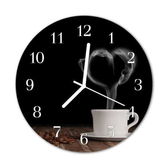 Zegar na szkle na ścianę Okrągły Kawa Kuchenny Tulup