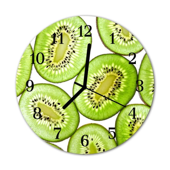 Zegar na szkle na ścianę Okrągły Kiwi Kuchnia Tulup