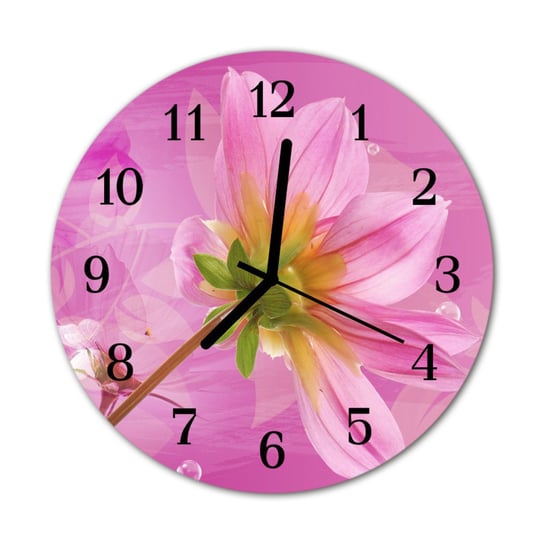 Zegar na szkle na ścianę Okrągły Kwiat Tulup