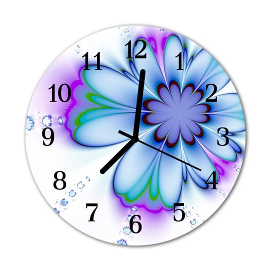 Zegar na szkle na ścianę Okrągły Kwiat Grafika Tulup