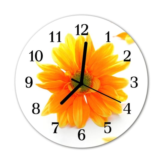 Zegar na szkle na ścianę Okrągły Kwiat Kwiaty Tulup