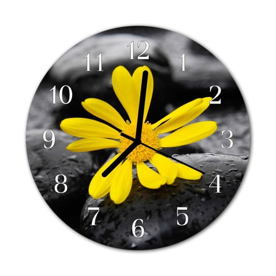 Zegar na szkle na ścianę Okrągły Kwiat Natura Tulup