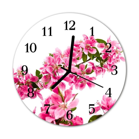 Zegar na szkle na ścianę Okrągły Kwiaty Kwiaty Tulup