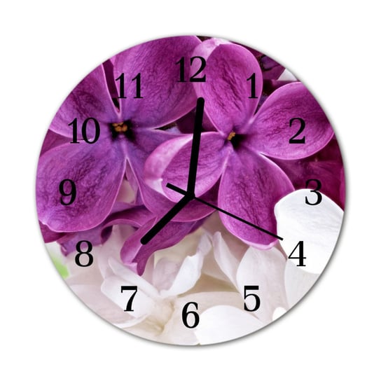 Zegar na szkle na ścianę Okrągły Kwiaty Natura Tulup