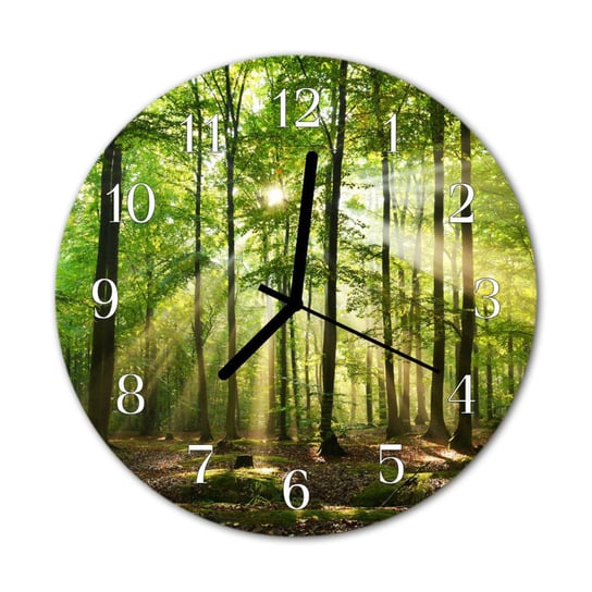 Zegar na szkle na ścianę Okrągły Las Natura Tulup
