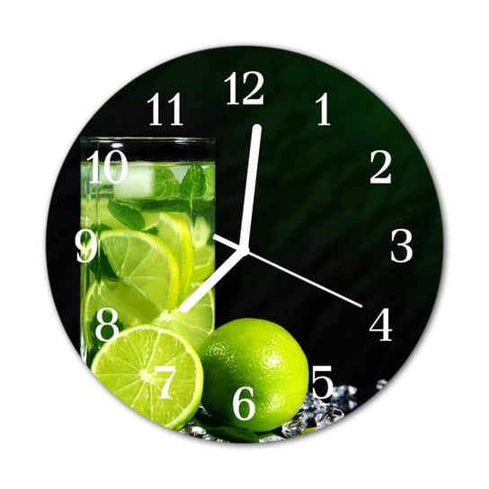 Zegar na szkle na ścianę Okrągły Limonka Owoc Tulup