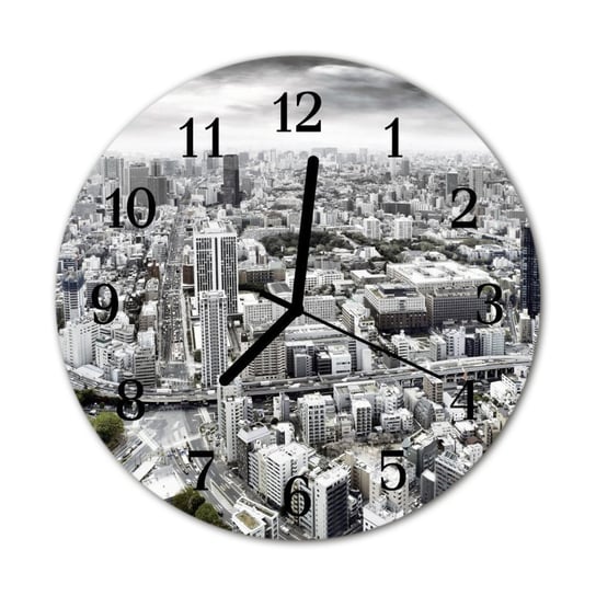Zegar na szkle na ścianę Okrągły Miasto Tulup
