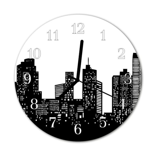 Zegar na szkle na ścianę Okrągły Miasto budynki Tulup