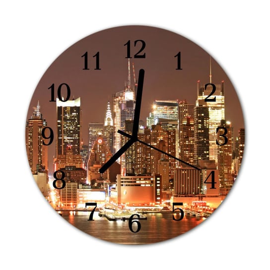 Zegar na szkle na ścianę Okrągły Miasto budynki Tulup