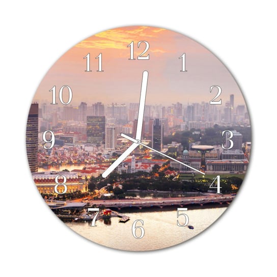Zegar na szkle na ścianę Okrągły Miasto Miasto Tulup