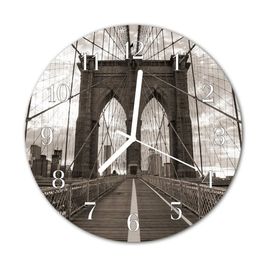 Zegar na szkle na ścianę Okrągły Most Architektura Tulup