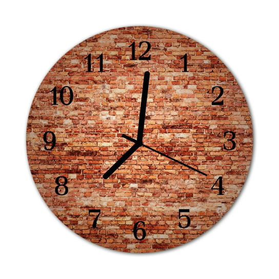 Zegar na szkle na ścianę Okrągły Mur z cegły Tulup