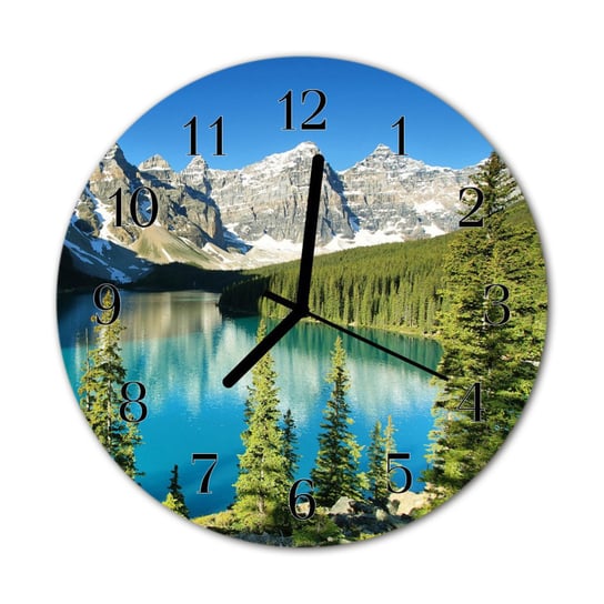 Zegar na szkle na ścianę Okrągły Natura góry Tulup