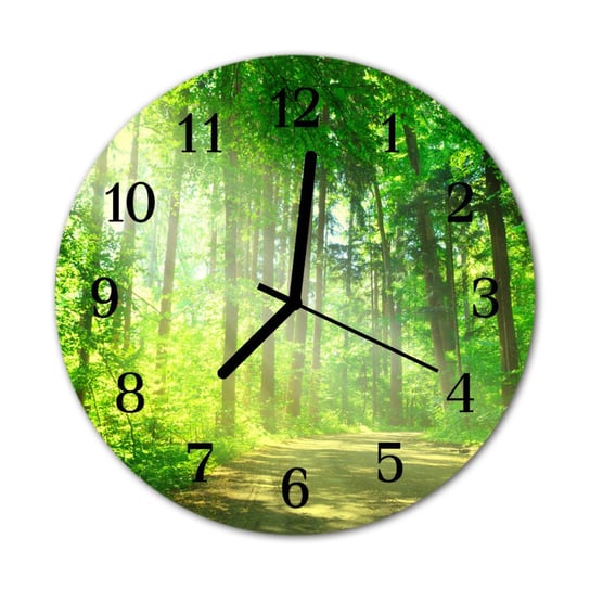 Zegar na szkle na ścianę Okrągły Natura las Tulup
