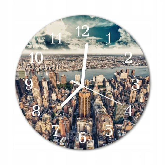 Zegar na szkle na ścianę Okrągły Nowy jork Miasto Inna marka