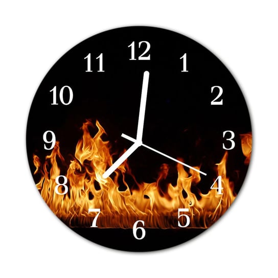 Zegar na szkle na ścianę Okrągły Ogień Natura Tulup