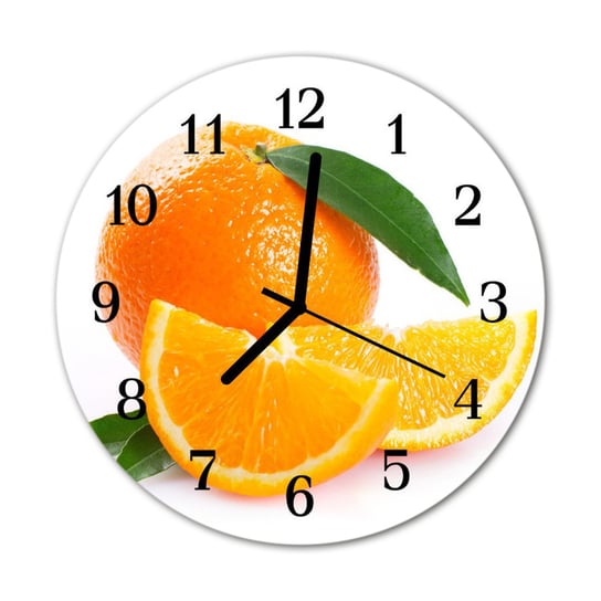 Zegar na szkle na ścianę Okrągły Pomarańcze Owoc Tulup