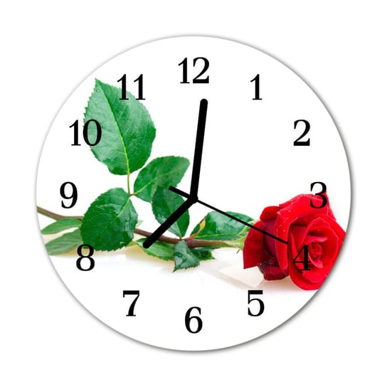 Zegar na szkle na ścianę Okrągły Róża Kwiaty Tulup