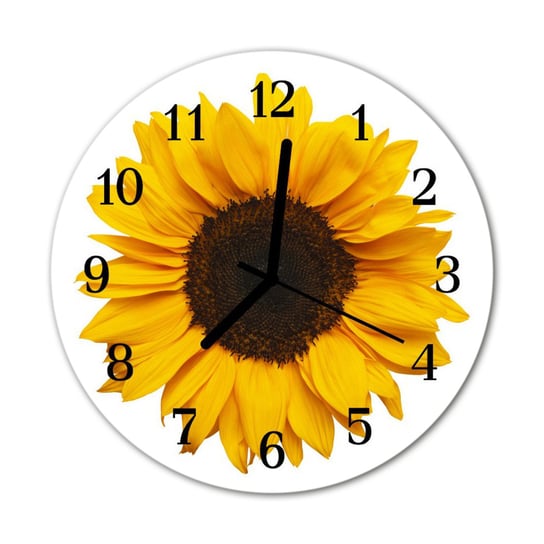 Zegar na szkle na ścianę Okrągły Słonecznik Natura Tulup