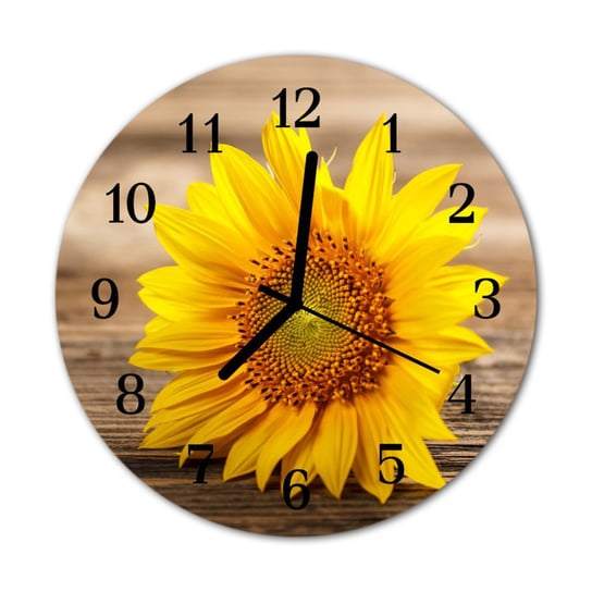 Zegar na szkle na ścianę Okrągły Słonecznik Natura Tulup