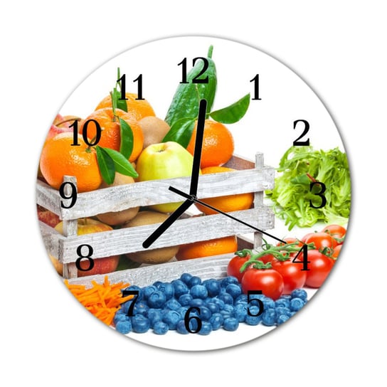 Zegar na szkle na ścianę Okrągły Warzywa Kuchenny Tulup