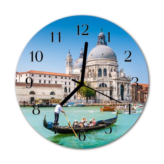 Zegar na szkle na ścianę Okrągły Wenecja Miasto Tulup
