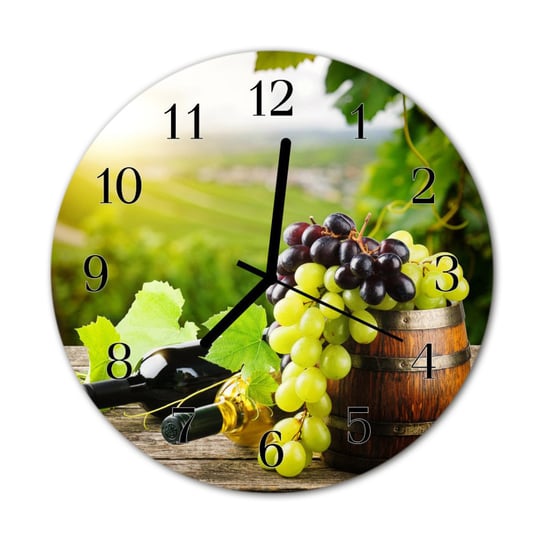 Zegar na szkle na ścianę Okrągły Wino Winnica Tulup