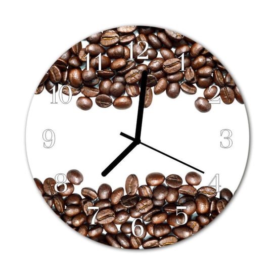 Zegar na szkle na ścianę Okrągły Ziarna kawy Tulup