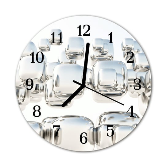 Zegar na szkle Okrągły 3d kostki sześciany Sztuka Tulup