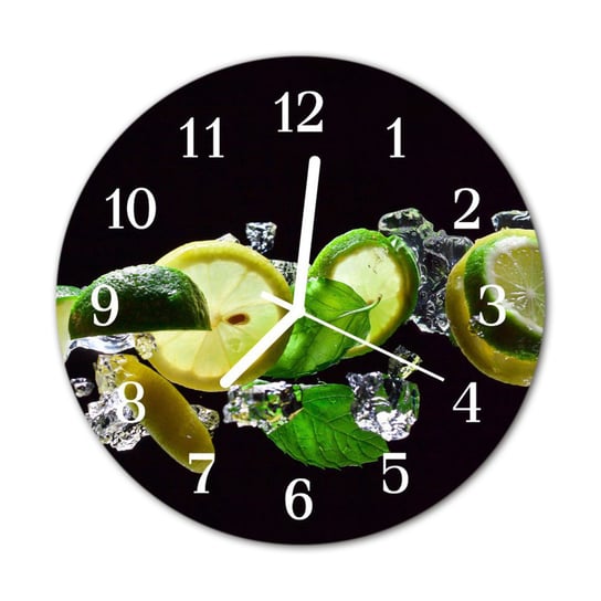 Zegar na szkle Okrągły Limonka Cytryna Owoc Tulup