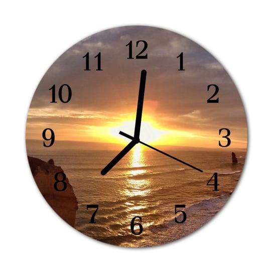 Zegar na szkle Okrągły Zachód słońca Natura Tulup