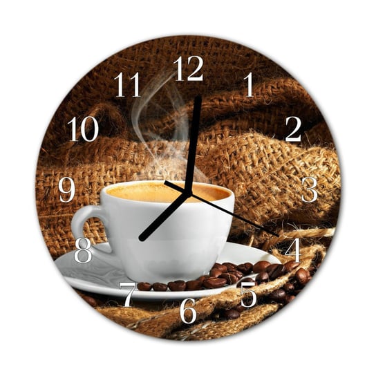 Zegar na szkle Okrągły Ziarna kawy Filiżanka Tulup