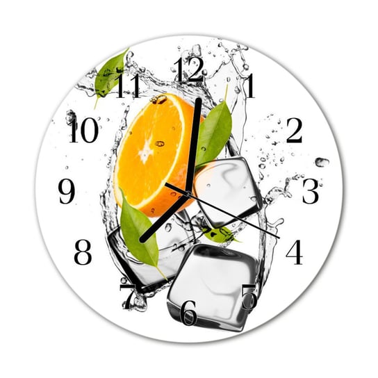 Zegar na szkle Prezent Okrągły Lody pomarańczowe Tulup
