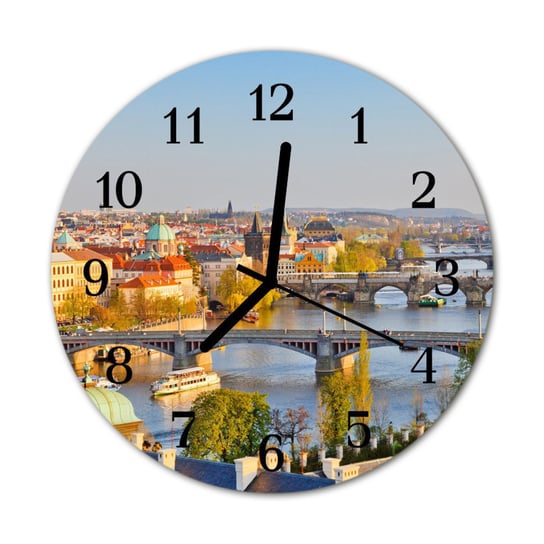 Zegar na szkle Prezent Okrągły Miasto Praga Miasto Tulup