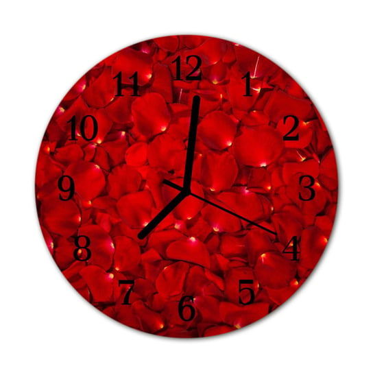 Zegar na szkle Prezent Okrągły Płatki róży Kwiaty Tulup