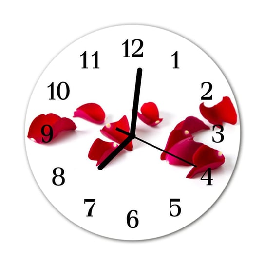 Zegar na szkle Prezent Okrągły Płatki róży Kwiaty Tulup