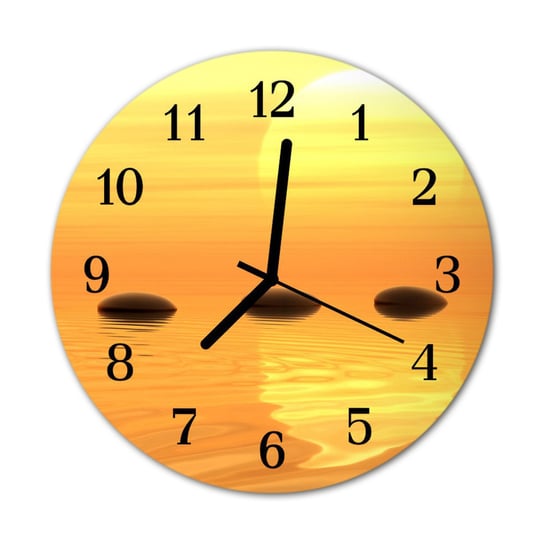 Zegar na szkle Prezent Okrągły Słońce woda Natura Tulup