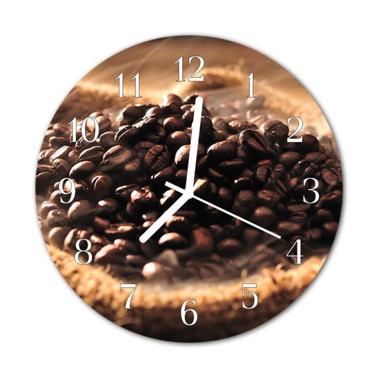 Zegar na szkle Prezent Okrągły Ziarna kawy Kuchnia Tulup