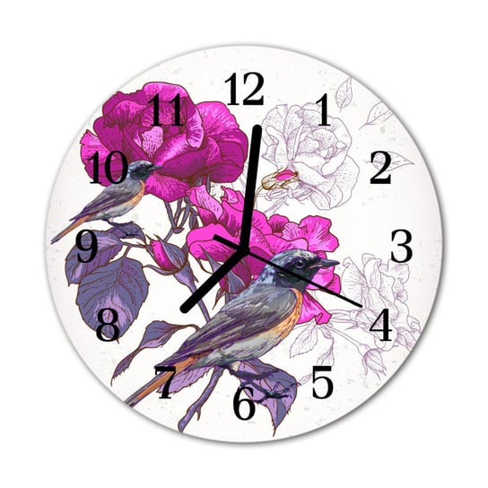 Zegar na szkle Prezent Ptaki Zwierzęta Kwiaty Tulup