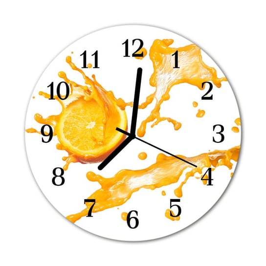 Zegar na szkle ścienny Okrągły Sok pomarańczowy Tulup